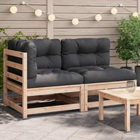 Vidaxl 2-Osobowa Sofa Ogrodowa Z Poduszkami, Lite Drewno Sosnowe