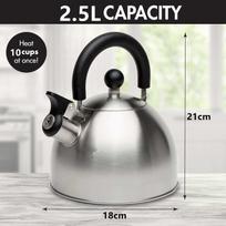 LMETJMA 2.5L Stainless Steel Whistling Tea Kettle Stove Top Tea Kettle Teapot Kitchen Induction Teakettle with Anti-Heat Handle 2.5L