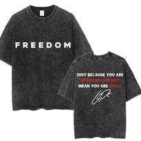 Justice for Charlie Kirk Freedom Washed T Shirt Fashion Men Women Vintage T Shirts Oversized 100% Cotton Casual Tees Streetwear S įvairiaspalvis