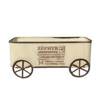 Retro Metal Four-Wheeled Cart Decoration, Weather-Resistant Rusty Iron Cart Ornament, Potted Plant Succulents Display Rack for Living Room Balcony smėlis