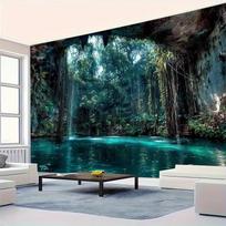 2D Tropical Cave Rainforest Lake Backdrop for Nature Style Home Portrait Photoshoot 47.2x31.5inch/120*80cm