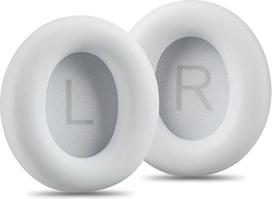 "AHG Premium" pakaitiniai ausinių "Soundcore Space Q45" ausų pagalvėlės / "Soundcore Q45" ausų pagalvėlės, suderinamos su "Anker Soundcore Space Q45" ausinėmis (baltos spalvos) Aukščiausios kokybės baltyminė oda / didelio tankio putos