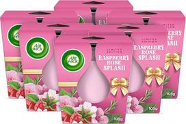 "Air Wick Feel-good" kvapioji žvakė - "Raspberry Rose Splash" - iki 20 valandų degimo trukmė - sudėtyje yra natūralių eterinių aliejų - 6 x 105 g kvapiųjų žvakių rinkinys