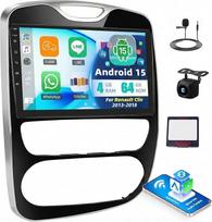 "Android 15 4+64G" automobilinis radijas "Bluetooth", skirtas "Renault Clio 2013-2018", 10 colių HD jutiklinio ekrano automobilinis radijas su belaidžiu "Carplay Android Car", WiFi GPS FM/RDS SWC galinio vaizdo kamera ir mikrofonu