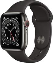 "Apple Watch Series 6" (GPS + mobilusis ryšys, 40 mm) Nerūdijančio plieno korpusas grafitinės spalvos su juodu sportiniu dirželiu (atnaujintas)