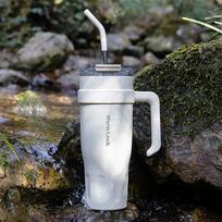 40 oz 304 Stainless Steel Insulated Water Bottle,Thermal Coffee Car Cup, Cold Hot Mugs Vacuum Flask With Handle Straw,For Sport 1180ml