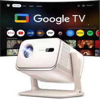 "Aurzen Boom Mini 4-in-1" išmanusis projektorius su "Google TV", 4K palaikomas namų kino ir lauko projektorius, 20 W "DoIby" garso įrašas, 500 ANSI projektorius, "ToF" automatinis fokusavimas ir "Keystone" korekcija, "Wi-Fi" / "Bluetooth" / mobilusis ryšy