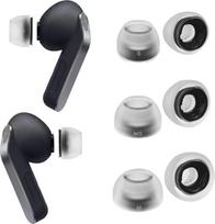 "AZLA Max" "Galaxy Buds 4 Pro" ir "Galaxy Buds 3 Pro" - "Samsung" sertifikuoti pakaitiniai ausų antgaliai, medicininio silikono ausinės, patogios spaudimą mažinančios ausys ir skaidrus garso filtras (3 poros) (juoda, MS/M/ML)