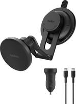 "Belkin BoostCharge Qi2" automobilinis įkroviklis, magnetinis mobiliojo telefono laikiklis automobilyje su įkrovimo funkcija, indukcinė įkrovimo stotelė, suderinama su "MagSafe", ventiliacijos laikiklis su USB C kabeliu, skirtas "iPhone", "Galaxy", "Pixel