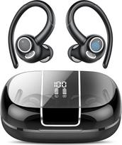 "Bluetooth" ausinės Sportas, "Bluetooth 5.3" belaidės ausinės su ausies kabliuku, "Hi-Fi Stereo" garsas, 48 valandų ausinės su 4 ENC triukšmo slopinimo mikrofonu, IPX7 vandeniui atsparios ausinės, skirtos bėgimui