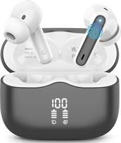"Bluetooth" ausinės, belaidės "Bluetooth 5.3" ausinės su 4 ENC mikrofonu, belaidės ausinės "Deep Bass" 40 valandų belaidės ausinės su triukšmo slopinimu, IP7 atsparios vandeniui, LED ekranas, tamsiai pilkos spalvos