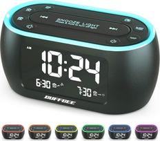 "Buffbee" radijo žadintuvas su 7 spalvų naktine šviesa, dvigubu žadintuvu, "Snooze", reguliatoriumi, USB įkrovikliu ir laikmačiu, skaitmeninis žadintuvas su FM radiju ir automatinio išjungimo laikmačiu, maitinamas iš elektros tinklo su atsargine baterija