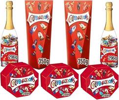 "Celebrations Party Mix" 1850 g, 3 x 186 g, 2 x buteliukai 296 g, 2 x "Pop Box" 350 g, mini šokoladinis batonėlis, "Mars Snickers", "Twix", "Maltesers", "Milky Way Bounty Galaxy", šokoladas, batonėlis, dovanų idėja