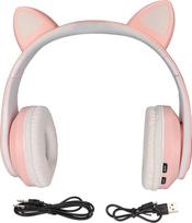 "Cyrank" belaidės žaidimų ausinės, "Cat Ear" ausinės per ausis, "Bluetooth" ausinės, sulankstomos muzikinės ausinės su LED šviesa telefonui, nešiojamajam kompiuteriui, kompiuteriui (rožinės spalvos)