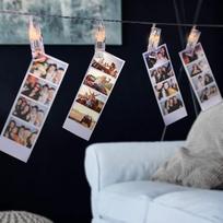 "DecoKing" LED nuotraukų klipai 20 šiltos baltos spalvos laikmatis, veikiantis akumuliatoriumi, LED klipai skaidrūs