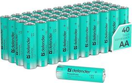 "Defender PowerPulse" šarminės baterijos AA (LR6) 1,5 V - dėžutė su 40 ilgai veikiančių šarminių baterijų, skirtų buičiai, žaislams, nuotolinio valdymo pulteliams, žibintuvėliams ir elektronikai, 5 metų galiojimo laikas (40, AA)