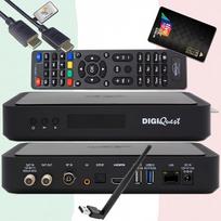 "DigiQuest Q99 4K UHD TiVuSat" imtuvas su kortele ir "WiFi" atmintine - Italijos televizijos palydovinis imtuvas (RAI, Mediaset, LA7), DVB-S2/T2 Combo, HEVC H.265, HDR, PVR, LAN, USB, HDMI kabelis
