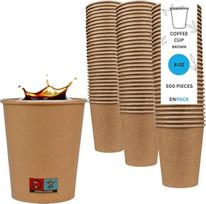 "Enpack" 500 rudų popierinių puodelių 200 ml, pagamintų iš kraftpopieriaus - kavos puodeliai arbatai, kavai, virintam vynui ar kitiems gėrimams patiekti - "Coffee To Go" puodeliai