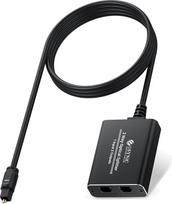"eSynic" 1 x 2 "Toslink" optinio skaitmeninio garso skirstytuvas, 1 m ilgio šviesolaidinis kabelis LPCM2.0/DTS/Dolby-AC3 palaikymas, skirtas namų kinui "Xbox" PS5/PS4 belaidėms ausinėms Garso juostos