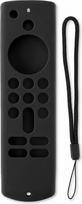 "Fire TV Stick" nuotolinio valdymo pulto dangtelis, "Fire TV Stick" nuotolinio valdymo pulto silikoninis dangtelis, neslystantis silikoninis apsauginis dangtelis su kaklo dirželiu 3 kartai (juodas)