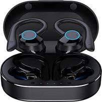 "Goshyda" belaidės ausinės, Q23 PRO "Bluetooth 5.1" sportinės vandeniui atsparios ausinės su belaidžio įkrovimo dėklu, stereo ausinių ausinės su triukšmo slopinimu, įmontuotu mikrofonu, skirtos sportui, (juodos spalvos)