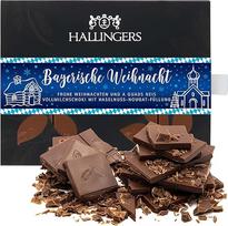 "Hallingers Bavarijos Kalėdos" - pilno pieno šokoladas su lazdyno riešutų riešutais - rankų darbo, be alkoholio (dėžutė) - dovana vasarą ir puiki kepsnių dovana | Sveikinimai, padėkos, draugystės genai