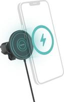 "Hama" automobilinis įkroviklis, automobilinis mobiliojo telefono įkroviklis "iPhone", 15 W belaidis (magnetinis įkrovimas, įkrovimo adapteris ventiliacijos grotelėms, belaidis įkrovimas, suderinamas su "Apple MagSafe", portreto ir kraštovaizdžio formatas
