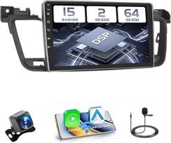 "Hikity" 2 + 64GB "Android 15" automobilinis radijas "Peugeot 508" 2011-2018 m. Radijo stotelė "Carplay Android Car Wireless", 9 colių IPS jutiklinio ekrano radijas su galinio vaizdo kamera, "Bluetooth", navigacija, "WiFi", DSP, EQ, "Mirror Link