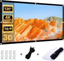 "IN&VI Screen" projektoriaus ekranas, 16:9 HD projektoriaus ekranas, nešiojamasis sulankstomas dvipusis ekranas nuo raukšlių, skirtas stovyklavimui, namų kinui, mokyklai, susirinkimui (120 colių formatas 16:9)
