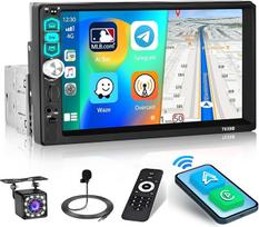 "Inefala" 1 DIN automobilinis radijas su "Carplay" ir "Android Car", 7 colių jutiklinis ekranas su "Bluetooth", "Mirror Link", FM, AUX/TF/USB, SWC, EQ, atbulinės eigos kamera