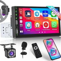 "Inefala CarPlay" 1 DIN radijo imtuvas ir "Android" automobilio veidrodžio jungtis, 1 DIN automobilinis radijo imtuvas su 7 colių ekranu, "Bluetooth", FM radijo USB, AUX-in, SWC, EQ, su atbulinės eigos kamera, mikrofonu prie vairo, balso asistentu