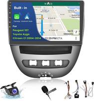 "Inefala" automobilinis radijas, skirtas "Peugeot 107", "Toyota Aygo" ir "Citroen C1" 2004-2014 m., 2G+64G "Android 15", belaidis "Carplay" ir "Android Car", 10,1 colio jutiklinio ekrano radijas su GPS / WiFi / RDS / FM atbulinės eigos kamera MIC