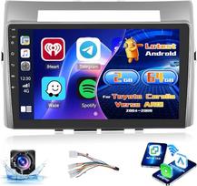 "Inefala" radijo imtuvas "Toyota Corolla Verso AR10 2004-2009 Android 15 2+64G" su belaidžiu "CarPlay" "Android" automobiliui, 9 colių ekranas su EQ 26UI FM RDS GPS Bluetooth WiFi SWC AHD Galinio vaizdo kamera