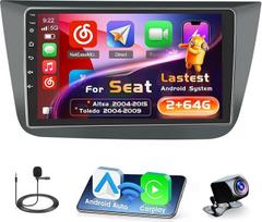"Inefala" radijo imtuvas "Seat Altea" 2004-2015 m. "Toledo" 2004-2009 m. "Android 15 2+64G" su belaidžiu "CarPlay" "Android" automobiliui, 9 colių ekranas su EQ 26UI FM RDS GPS Bluetooth WiFi SWC AHD Galinio vaizdo kamera