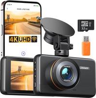 "iZEEKER 4K" prietaisų kameros automobiliams, "WiFi" prietaisų kameros su 32GB kortele, priekinė automobilio kamera su naktinio matymo funkcija, 24/7 parkavimo stebėjimas, WDR, 170° platus kampas, įrašymas kilpa, G jutiklis