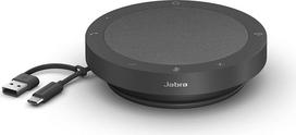 "Jabra Speak2 40" nešiojamasis laisvų rankų telefonas 4 triukšmą slopinantys mikrofonai 50 mm plačiajuostis garsiakalbis su USB-A ir USB-C, skirtas "Zoom" ir "Google Meet", sertifikuotas, tamsiai pilkas