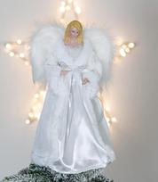 "Kalėdų dirbtuvės" 71099 "Angel Tree Topper" 12 colių aukščio baltos spalvos deimantinė suknelė vidaus kalėdinė dekoracija