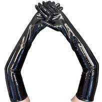 Seksualios Moterys Blizgančios Ilgos Pirštinės Imituotos Odos Latekso Cosplay Drabužiai Striptizo Nakties Klubo Pirštinės Aksesuarai Glaudžios Pirštinės length-53cm