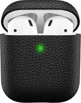 "KeyBudz Artisan" odinis apsauginis dėklas "Apple AirPods" dėklui, natūrali oda, ausinių priedų įkrovimo dėklas, juodas