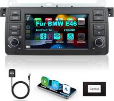 "Lehwey" "Bluetooth" automobilinis radijas su ekranu, skirtas BMW E46 3 serijos 1998-2006 M3 Rover ZT su Navi WLAN AM/FM, "Apple Carplay", "Android Car", vairo valdymo pulteliu, 2Din Android 14 DAB automobilinio radijo jutiklinis ekranas 7 colių