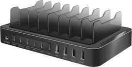 "LogiLink" PA0327 USB-C įkrovimo stotelė su 4X USB-A ir 6X USB-C, PD 3.0 (PowerDelivery) ir QC 3.0 (QuickCharge), 120 W
