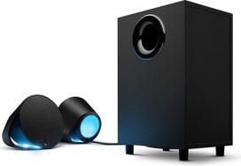 "Logitech G560" žaidimų kompiuterio garsiakalbiai su DTS: X Ultra Surround Sound, LIGHTSYNC RGB apšvietimas, du palydoviniai garsiakalbiai ir žemų dažnių garsiakalbis, įtraukianti žaidimų patirtis, juoda