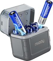 "Miady" įkraunamos ličio baterijos AA 8-Pack su įkrovikliu, 3000 mWh didelės talpos 1,5 V AA baterijos, 2000 ciklų įkraunama AA ličio ličio ličio baterija su integruota įkrovimo dėžute