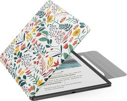 "MoKo" magnetinis dėklas naujam 11 colių "Kindle Scribe 2025" (3 kartos) ir "Kindle Scribe Colorsoft 2025" (1 kartos) - plonas "Folio Premium" PU odos dangtelis su rašikliu ir automatiniu miego budinimu, gėlė