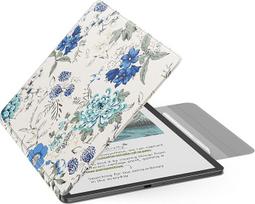 "MoKo" magnetinis dėklas naujam 11 colių "Kindle Scribe 2025" (3 kartos) ir "Kindle Scribe Colorsoft 2025" (1 kartos) - plonas "Folio Premium" PU odos dangtelis su rašikliu ir automatiniu miego žadinimu, baltas/mėlynas