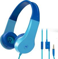 "Motorola Sound JR200" - vaikiškos ausinės su laidu - laidinės vaikiškos ausinės su 85 dB garsumo ribotuvu ir garso dalikliu - be BPA - nuo 3 metų - mėlynos spalvos