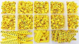 "OznaczTo" kabelių ženklinimo spaustukas 1460 vienetų - kabelių žymekliai "0-9", abėcėlė - 0,75 mm², 1,5 mm² ir 2,5 mm² dydžio - supakuoti plastikinėje dėžutėje su 10 kamerų (1460 vienetų - 1,5 mm² dydžio)