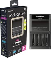 "Panasonic eneloop Pro Ladegerät" su USB išvestimi 1-4 AA/AAA NI-MH akumuliatoriams, su USB jungtimi, skystųjų kristalų ekranu, aušinimo funkcija ir 10 apsaugos funkcijų, juoda, BQ-CC65E