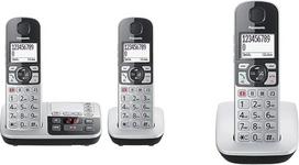 "Panasonic" KX-TGE522GS DECT senjorų telefonas su pagalbos iškvietimu, sidabriškai juodas ir KX-TGE510GS DECT senjorų telefonas su pagalbos iškvietimu (didelis mygtukinis telefonas, belaidis, ypač garsus), sidabriškai juodas