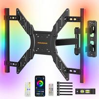 "Perlegear PGTVM79B" visiškai judantis sieninis televizoriaus laikiklis su LED apšvietimu, skirtas 25-60 colių televizoriams, sveriantiems 45 kg, televizoriaus laikiklis su pakreipimo / pasukimo / ištraukimo funkcija, apšvietimas su muzikos sinchronizavim